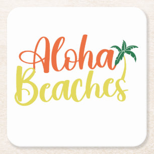 Aloha Tropical Beach ontwerp Vierkante Kartonnen Onderzetter