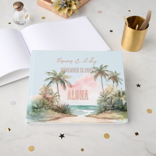 Aloha Tropical Beach Palm Trees Mariage (Recto ouvert)