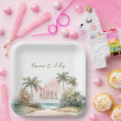 Aloha Tropical Beach Palmbomen Papieren Bordje (Feest)
