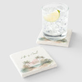 Aloha Tropical Beach Palmbomen Stenen Onderzetter (Zijkant)