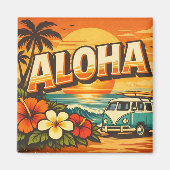 Aloha Tropical Beach Sunset Scene Magneet (Voorkant)