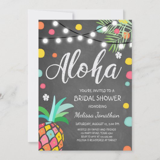 Aloha Tropical Bridal invitation Hawaii Luau (Devant)