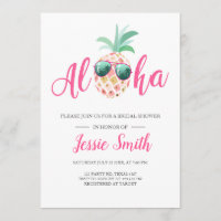 Aloha Tropical Bridal Shower Invitation Ananas
