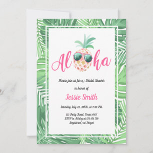 Aloha Tropical Bridal Shower Invitation Pineappel Kaart