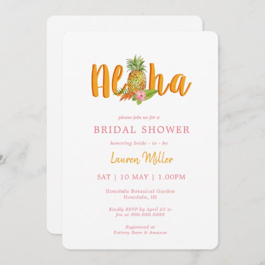 Aloha Tropical  bruiloft uitnodiging (Voorkant / Achterkant)