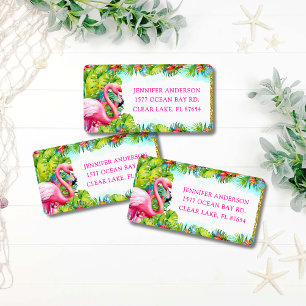 Aloha Tropical Flamingo Fun Retouradres Etiket