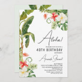 Aloha Tropical Floral 40e anniversaire Invitation (Devant / Derrière)