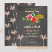 Aloha Tropical Floral Fiançailles Invitation Vinta (Devant / Derrière)