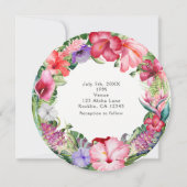 Aloha Tropical Floral Wreath Wedding Uitnodigingen (Achterkant)