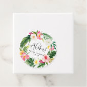Aloha Tropical Flowers and Greenery Wedding Bedankjes Labels (In situ)