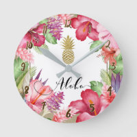 Aloha Tropical Flowers Floral Chic Gold Pineappel