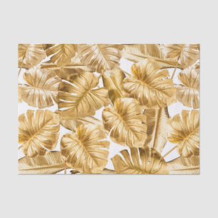 Aloha Tropical Gold Glitter Monstera Leaves Tissuepapier