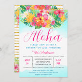Aloha Tropical Graduation Luau Party Invitation (Devant / Derrière)