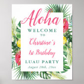 Aloha Tropical Greenery Luau Affiche de bienvenue  (Devant)