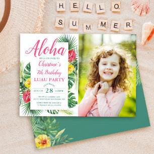 Aloha Tropical Greenery Luau Birthday Foto Kaart
