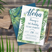 Aloha Tropical Greenery Luau Birthday Party Kaart
