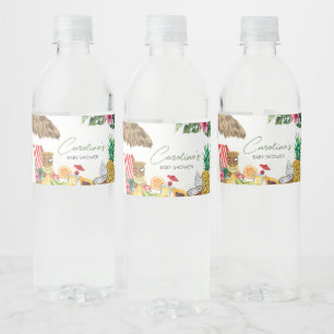 Aloha Tropical Hawaiian Baby shower Waterfles Etiket