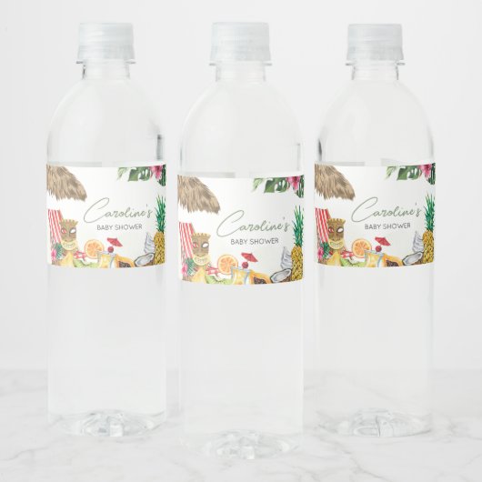 Aloha Tropical Hawaiian Baby shower Waterfles Etiket (Flessen)