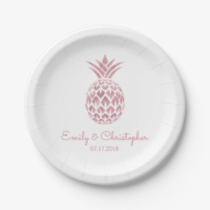 Aloha Tropical Hawaiian Pineapple Wedding White Papieren Bordje