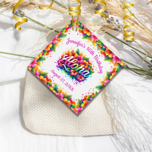 Aloha Tropical Hawaiian Verjaardag Luau Bedankjes Labels