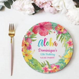 Aloha Tropical Hibiscus Luau Party Birthday  Papieren Bordje