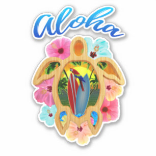 Aloha Tropical Honu Zee Turtle Sticker