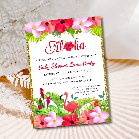 Aloha Tropical Luau Baby shower Invitation