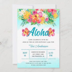 Aloha Tropical Luau Birthday Party Kaart