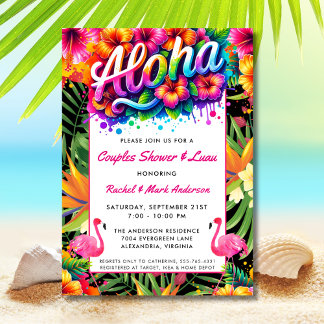 Aloha Tropical Luau Couples Bridal Shower Kaart