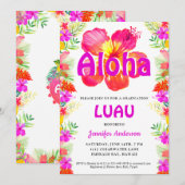Aloha Tropical Luau Graduation Invitation (Devant / Derrière)
