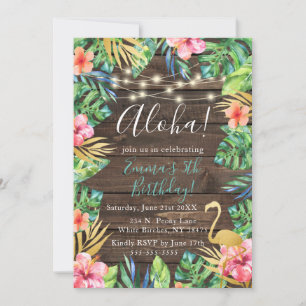 Aloha Tropical Luau Hawaiian Invitation d'annivers