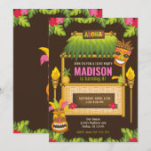 Aloha Tropical Luau Invitation d'anniversaire Flor (Devant / Derrière)