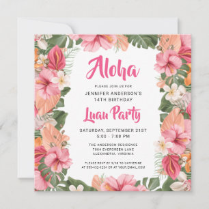 Aloha Tropical Luau Party Birthday Kaart
