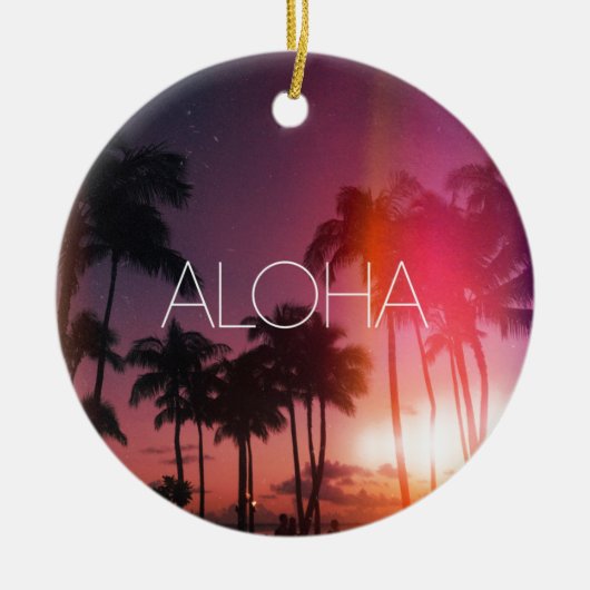 Aloha Tropical Night Ceramic Ornament (Voorkant)