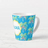 Aloha Tropical Palm Tree Blue Latte Mug (Angle droit)