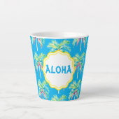 Aloha Tropical Palm Tree Blue Latte Mug (Devant)