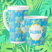 Aloha Tropical Palm Tree Blue Latte Mug