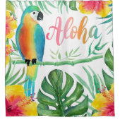 Aloha Tropical Parrot Hibiscus Palm Douche rideau (Devant)