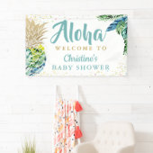 Aloha Tropical Pineapple Baby shower Banner (Insitu)