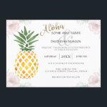 Aloha Tropical Pineapple Beach Wedding Invitation<br><div class="desc">Carte unique design avec des fleurs tropicales défraîchies (pour un effet vintage et magnifique), parties scintillant or typographie Aloha, ananas aquarelle, symbole de l'hospitalité et d'un style exotique et tropical, cette invitation est parfaite pour les mariages du sud, tropicaux, hawaïens ou caribéens, toutes sortes de mariages de destination des îles....</div>