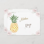 Aloha Tropical Pineapple Beach Wedding RSVP (Devant / Derrière)