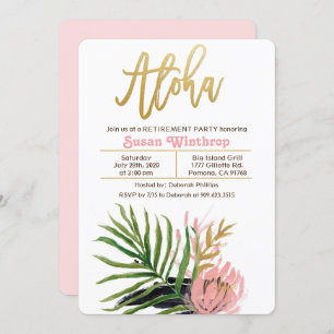 Aloha Tropical Retirement Party Invitation