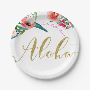 Aloha Tropical Summer Floral Vrijgezellenfeest Par Papieren Bordje