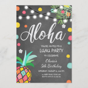 Aloha Tropical Verjaardagsfeest nodigen Hawaii Lua Kaart