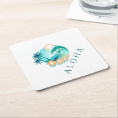 Aloha Tropical Vierkante Kartonnen Onderzetter (Schuin)