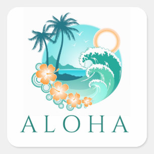 Aloha Tropical Vierkante Sticker