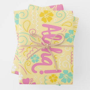 Aloha Tropical Wrapping Paper - Summer Party Vibes