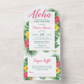 Aloha Tropisch Baby shower en luierspoeling All In One Uitnodiging (Binnen)