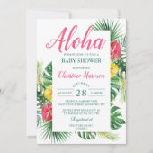 Aloha Tropisch Floral Roze Baby shower Kaart (Voorkant)