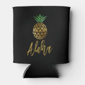 Aloha Tropisch Hawaïaans Ananas Bruiloft Zwart Blikjeskoeler (Voorkant)